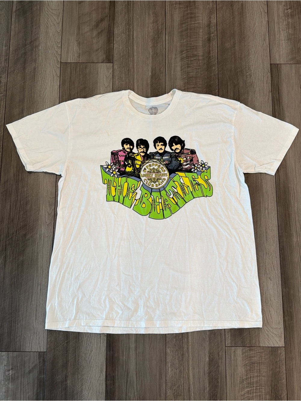The Beatles White Short-Sleeve Tee with Neon Graphic